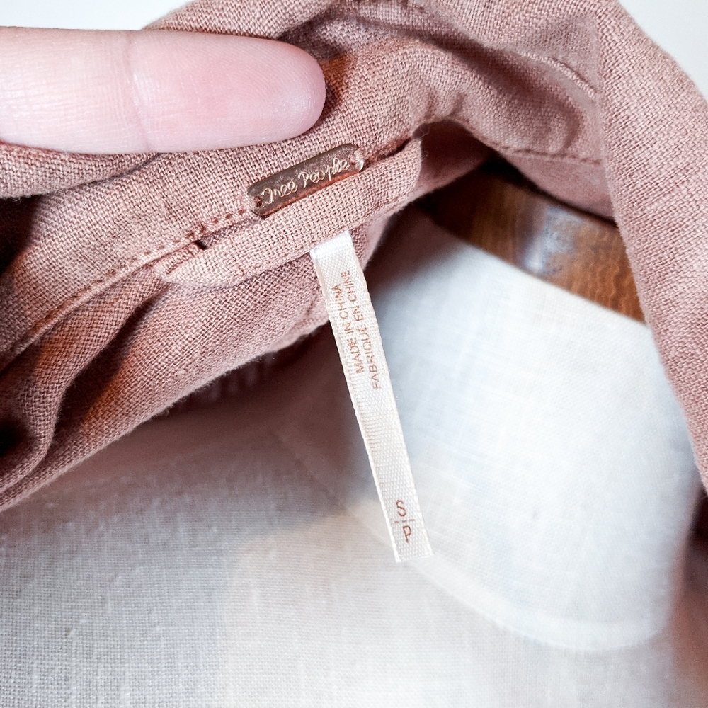 Free People Joani Sayulita Skies Long Sleeve Linen Blend Peplum Jacket Size S - Picture 7 of 9